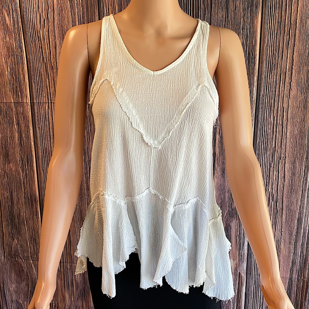Altar’d State size small white distressed unequal tank top
